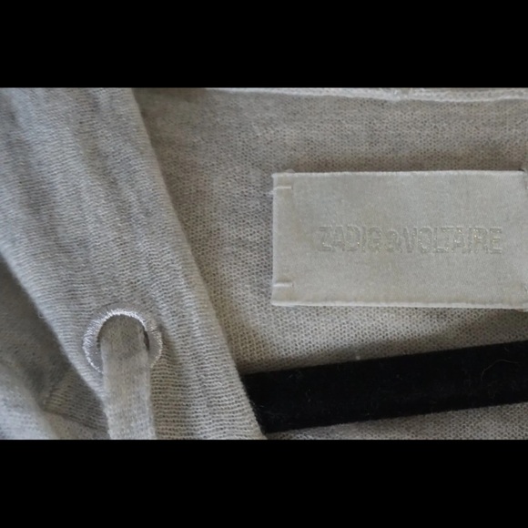 ZADIG & VOLTAIRE Sixtine Zip-Front Hooded Cashmere Sweatshirt Skull Small - Picture 5 of 12